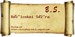 Bölcskei Sára névjegykártya